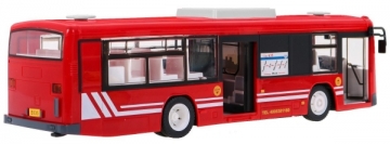 Nuotoliniu būdu valdomas autobusas, raudonas