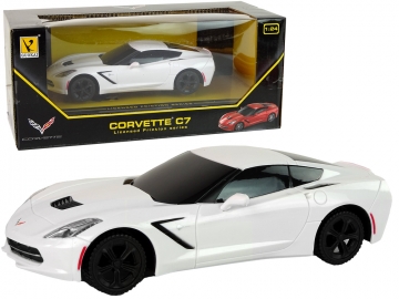 Nuotoliniu būdu valdomas Corvette C7 1:24 automobilis, baltas RC automobiliai vaikams