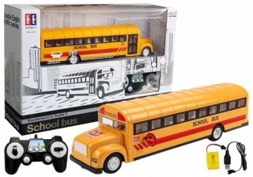 Nuotoliniu būdu valdomas mokyklinis autobusas, geltonas RC automobiliai vaikams