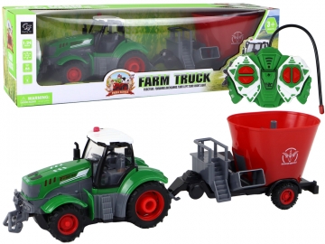 Nuotoliniu būdu valdomas traktorius su derliaus nuėmimo priekaba Radiovadāmās rotaļlietas