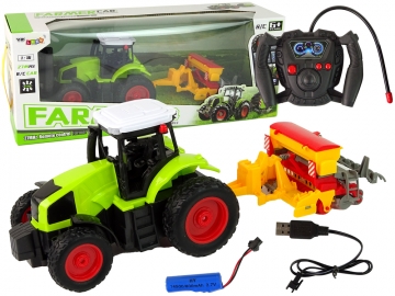 Nuotoliniu būdu valdomas traktorius su presu R/C 1:16, žalias Radiovadāmās rotaļlietas