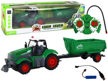 Nuotoliniu būdu valdomas traktorius su priekaba, 1:24 Rc tech for kids