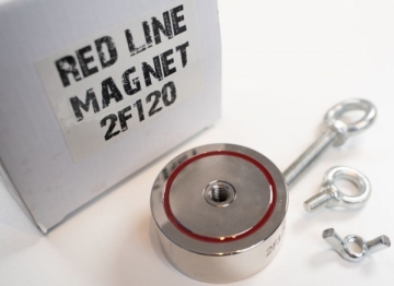 Paiieškos neodiminis magnetas 2F120 МАГНИТ RED LINE MAGNET 240 kg + virvė 20м dvipusis