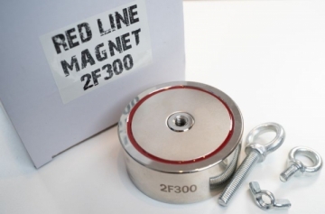 Paiieškos neodiminis magnetas 2F300 kg RED LINE MAGNET 600kg + virvė 20м dvipusis
