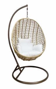 Pakabinamas krėslas su stovu ir pagalvėmis 200004LB (šviesiai rudas) Dārza šūpuļkrēsli, šūpoles
