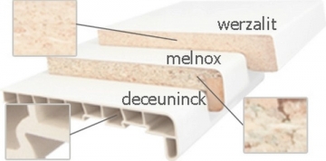 Palodžu MELNOX pārslās, 19x200x4100 mm, balts krāsa, zāģēta Kokskaidu plātnes palodzes