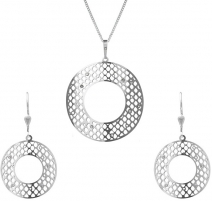Papuošalų komplektas Praqia Modern silver jewelry set with clear crystals KO1460S_NA0886_RH (pendant, chain, earrings) Papuošalų komplektai