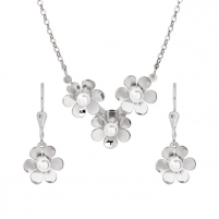 Papuošalų komplektas Praqia Stylish silver jewelry set Flora N2094_NA0773_RH (necklace, earrings) Juvelierizstrādājumi komplekti