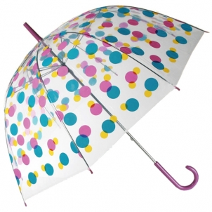 Permatomas skėtis su spalvotomis dėmėmis