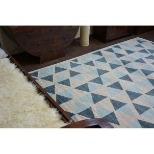 Pilkas kilimas su mėlynais akcentais NORDIC CANVAS | 280x370 cm 