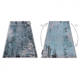 Pilkas kilimas su mėlynais ornamentais DE LUXE | 240x340 cm 