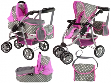 Pink Stars vaikiškas vežimėlis lėlėms Izglītojošās rotaļlietas