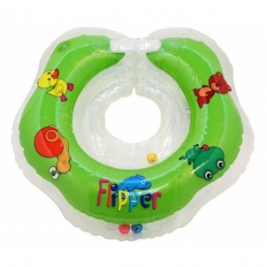 Plaukimo ratas kūdikiams ant kaklo Flipper žalias Piepūšamie plosti un spēļu laukumi