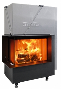 Plieninis židinys Spartherm Premium V-2L-80h, ø200mm S-Kamatik PREMIUM ir juodi šamotai Fireplace, sauna stoves