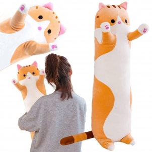 Pliušinis pailgas žaislas/pagalvėlė 70 cm, oranžinė katytė 
