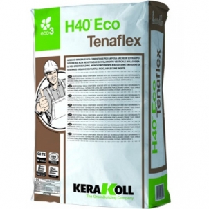 Plytelių klijai Kerakoll H40 Eco Tenaflex (Balti), 25 kg (prailgintu darbiniu laiku, atsparūs slydimui) Plytelių klijai