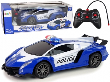 Policijos R/C nuotoliniu būdu valdomas lenktyninis automobilis, mėlynas RC automobiliai vaikams