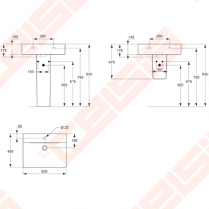 Praustuvas IDEAL STANDARD Connect Cube 60x46 cm