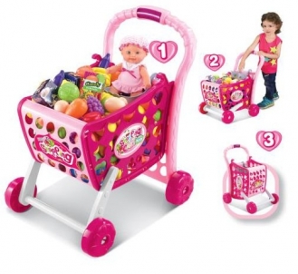 Prekių vežimėlis su priedais, rožinis Profesiju rotaļlietas