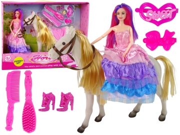 Princesės lėlė su baltojo žirgo figūrėle Izglītojošās rotaļlietas