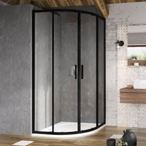 Semicircural shower Ravak Blix Slim, BLSCP4-80 juoda+glass Transparent Shower enclosures