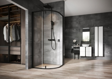Semicircural shower Ravak Nexty, NSKK3-90 juodas+Transparent Shower enclosures