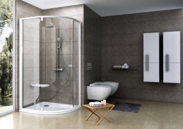 Semicircural shower Ravak Pivot, PSKK3-100, white/white+glass Transparent 