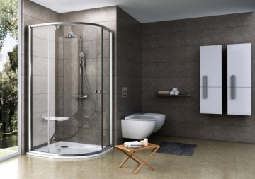 Semicircural shower Ravak Pivot, PSKK3-100, satinas+glass Transparent 