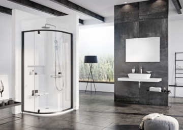 Semicircural shower Ravak Pivot, PSKK3-90, juoda+Transparent Shower enclosures