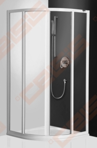 Pusapvalė dušo kabina ROLTECHNIK CLASSIC LINE CR2/100 su dviejų elementų slankiojančiomis durimis,baltos spalvos profiliu ir plastiko užpildu