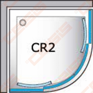 Semicircural shower ROLTECHNIK CLASSIC LINE CR2/100 su dviejų elementų slankiojančiomis durimis,baltos spalvos profiliu ir plastiko užpildu