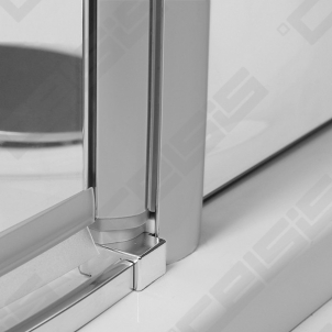 Semicircural shower SANIPRO AUSTIN 90x90 su sidabro spalvos profiliu ir dekoruotu stiklu