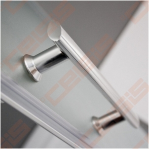 Semicircural shower SANIPRO COFE 80x80 su dviejų elementų slankiojančiomis durimis bei brilliant spalvos profiliu ir tamsintu stiklu
