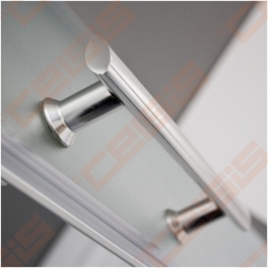 Semicircural shower SANIPRO COFE 90x90 su dviejų elementų slankiojančiomis durimis bei brilliant spalvos profiliu ir tamsintu stiklu