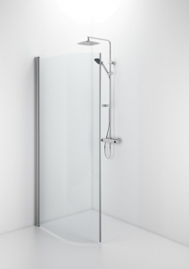 Pusapvalė dušo sienelė Ifö Space SBNK 900 Silver, skaidrus stiklas su rankenos profiliu