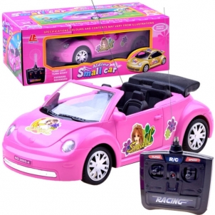 Radijo bangomis valdomas automobilis mergaitėms &quot;Beetle&quot; ROŽINIS RC automobiliai vaikams