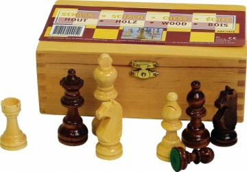 Šachmatai 49CL mediniai dėžutėje 87mm Black/White Board games for kids