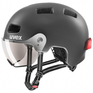 Šalmas Uvex Rush visor black-silver mat-58-61CM Bicycle helmets