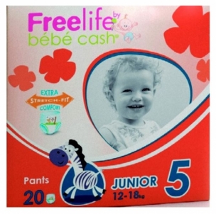 Sauskelnės Bebecash Freelife Junior 12-18kg 20pcs (270191) Kūdikių higienos prekės