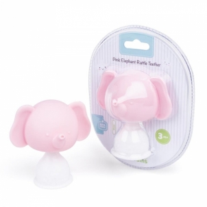 Silikoninis kramtukas - barškutis kūdikiui Drambliukas (rožinis) Žaislai kūdikiams