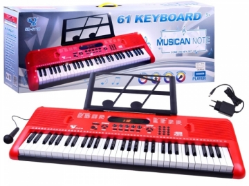 Sintezatorius su mikrofonu, 61 klavišas, raudonas Musical toys