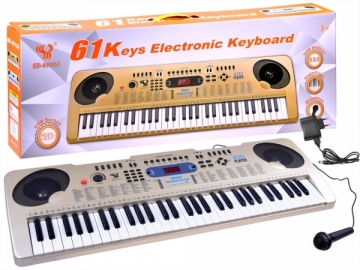 Sintezatorius su mikrofonu SD-6111A, 61 klavišas, auksinis Musical toys