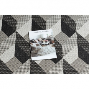 Sizalio kilimas su juodais akcentais FLAT 3D | 160x230 cm 