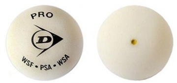 Skvošo kamuoliukai PRO WHITE 1 yellow dot 12-box Skvoša bumbiņas