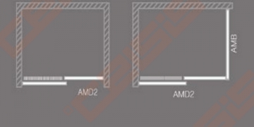Slankiojančios dušo durys ROLTECHNIK AMBIENT LINE AMD2/1200 skirtos montuoti į nišą su sidabro spalvos profiliu ir skaidriu stiklu