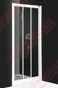Slankiojančios dušo durys ROLTECHNIK CLASSIC LINE PD3N/900 montavimui į nišą su baltos spalvos profiliu ir matiniu stiklu
