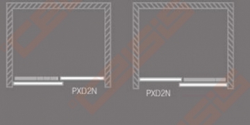 Slankiojančios dušo durys ROLTECHNIK PROXIMA LINE PXD2N140, skirtos montuoti į nišą, su brillant spalvos profiliu ir skaidriu stiklu