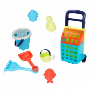 Smėlio rinkinys su vežimėliu, 9 elementai Smėlio žaislai