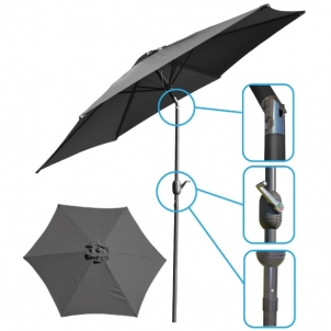 Sodo skėtis, 250 cm, pilkas Pavėsinės, skėčiai