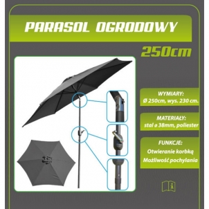 Sodo skėtis, 250 cm, pilkas